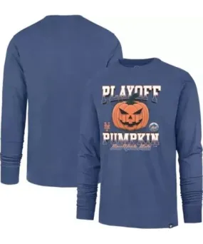 '47 Men's MLB New York Mets 2024 MLB season Playoff Pumpkin Long Sleeve T-Shirt