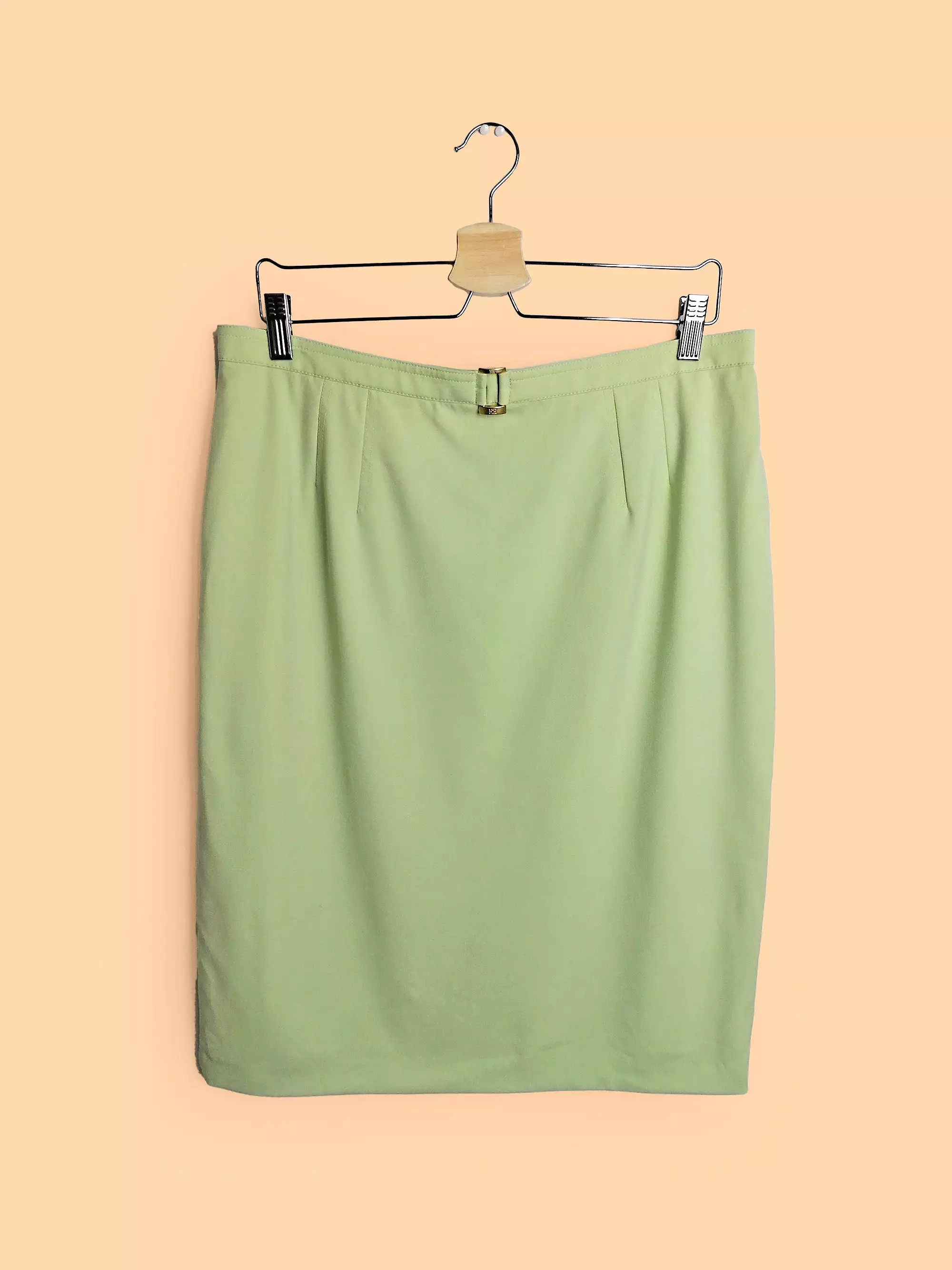 80's ESCADA by Margaretha Ley Pencil Skirt Pistachio Green - size L / D 42