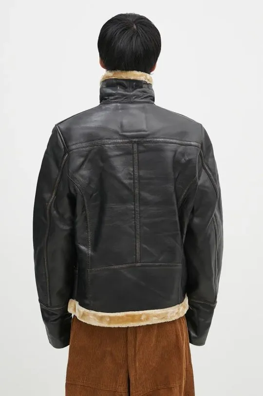 Alpha Industries leather jacket B3 Leather men's brown color 148114