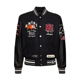 AMIRI VINTAGE PATCH VARSITY BOMBER - BLACK