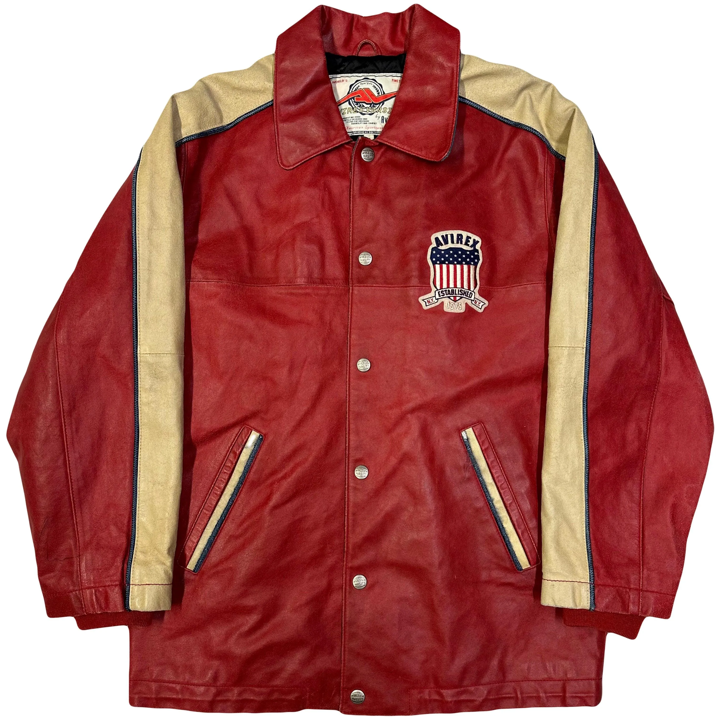 Avirex USA Leather Jacket In Red ( M )