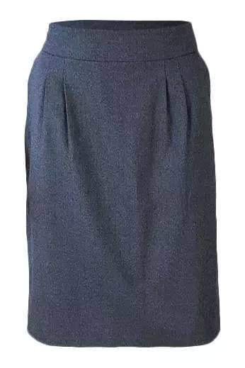 BAMFORD Grey Organic Wool Pleat Front Pencil Skirt (UK 14)