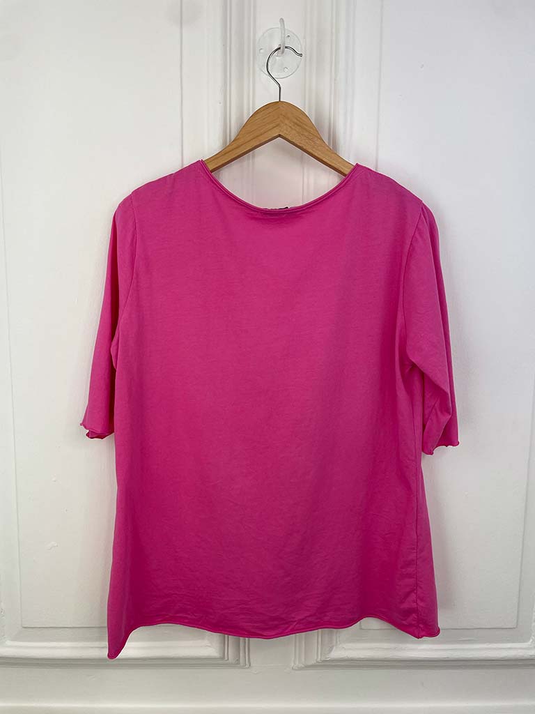 Basic Half Sleeve Slub Top - Hot Pink