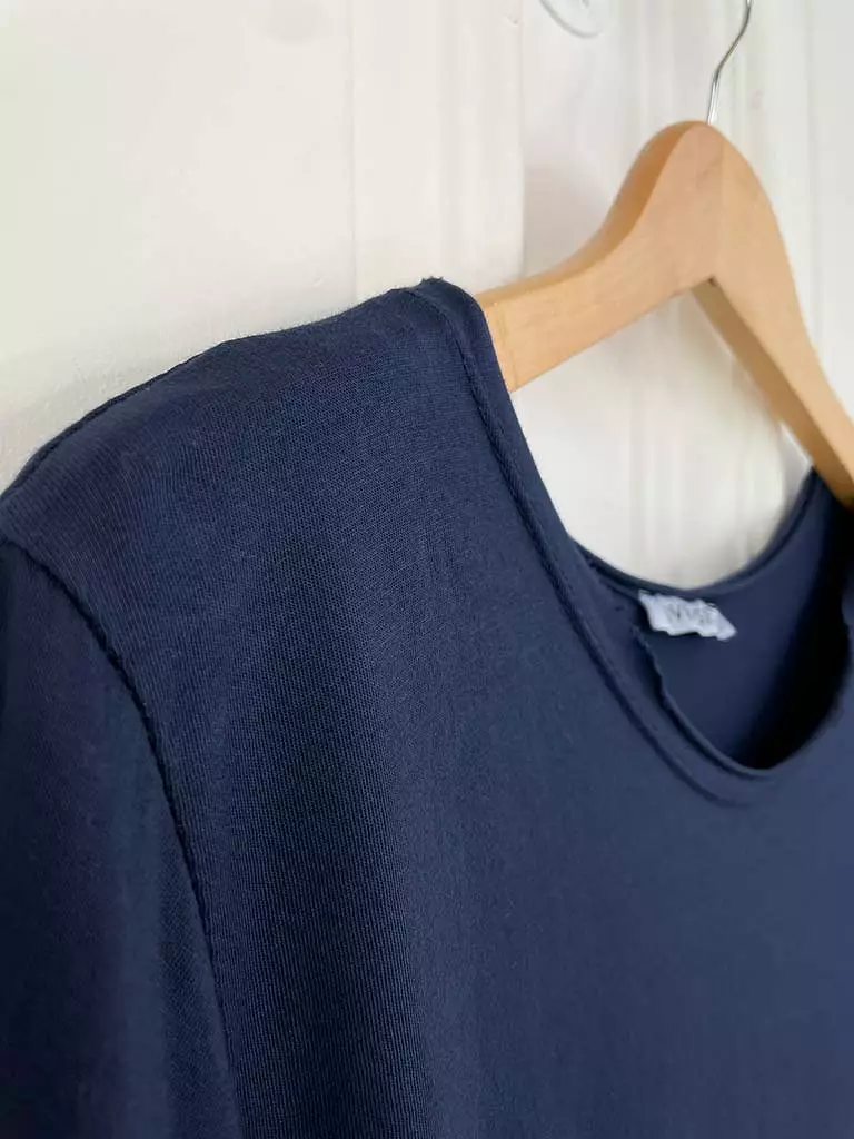 Basic Half Sleeve Slub Top - Navy