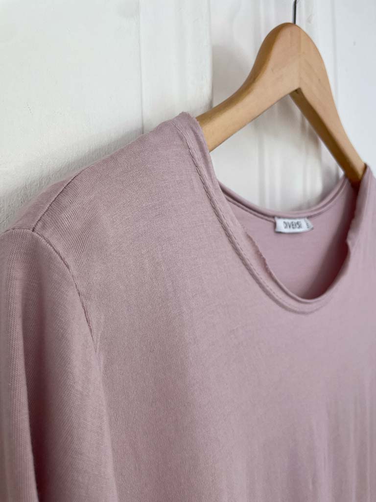 Basic Half Sleeve Slub Top - Rose