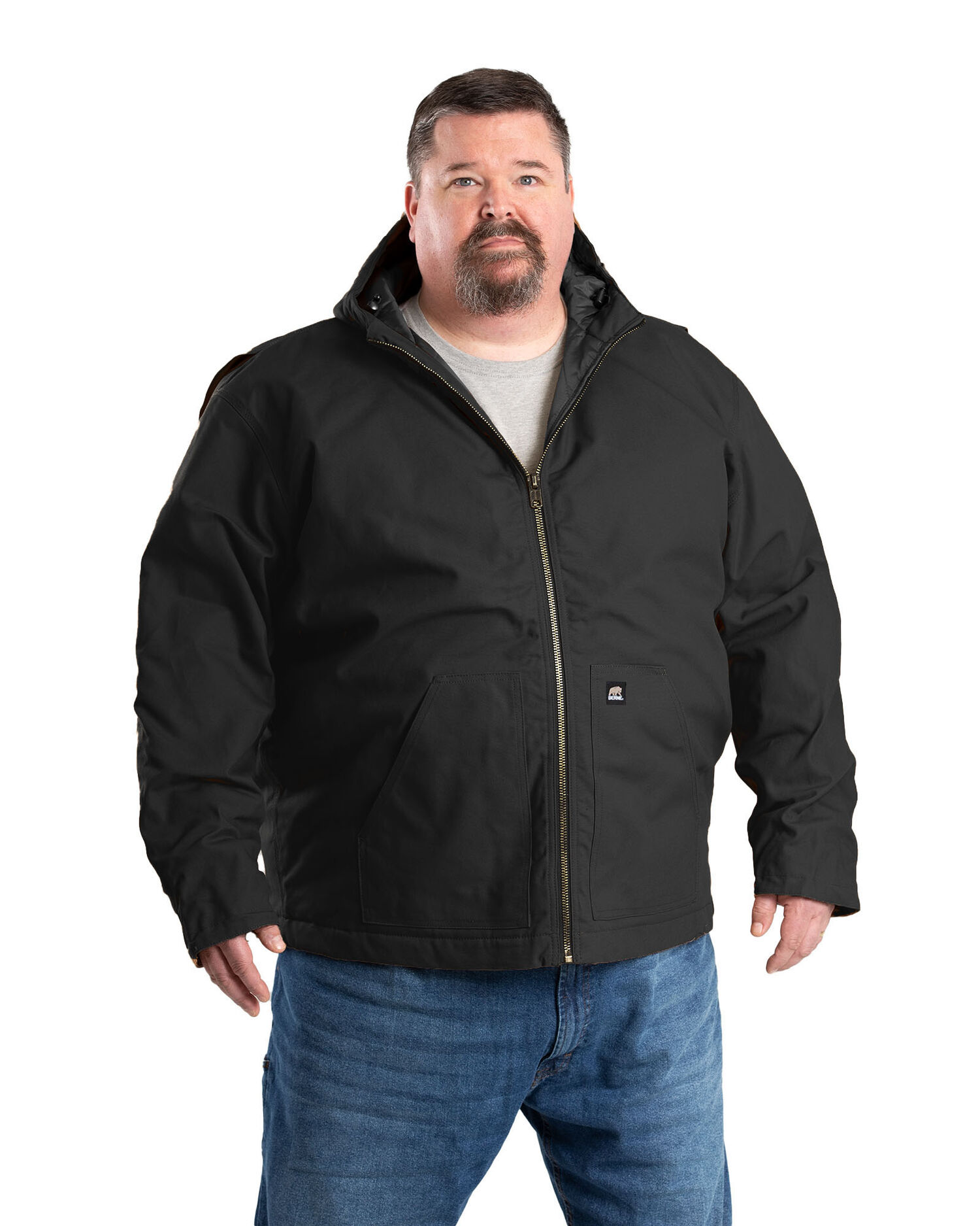 Berne Men's Workman's Hooded Jacket in Black