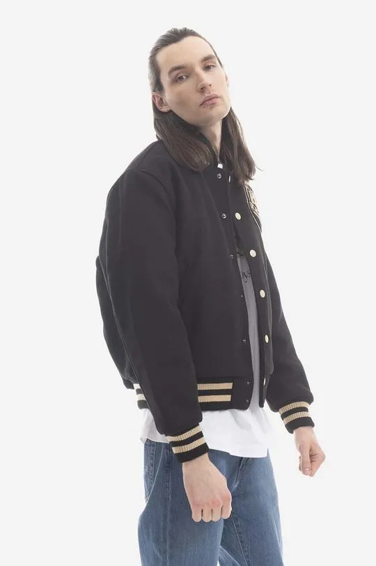 Billionaire Boys Club wool blend bomber jacket Astro Varsity black color