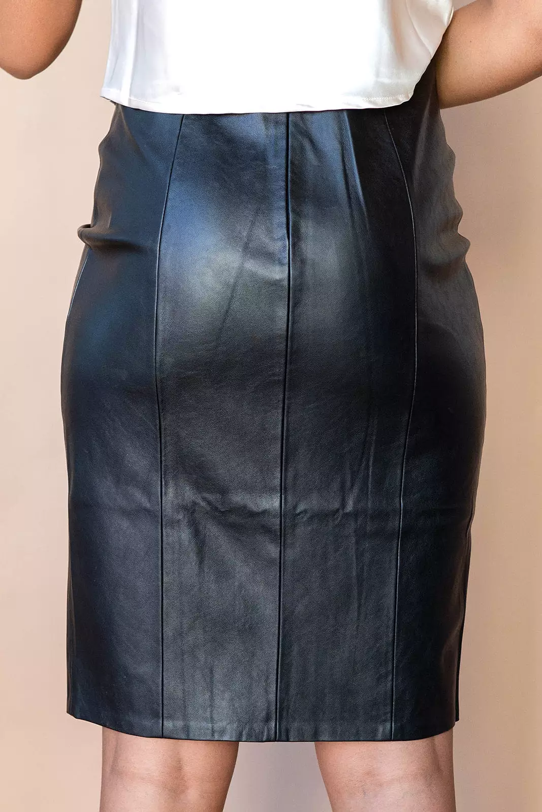 black leather pencil skirt