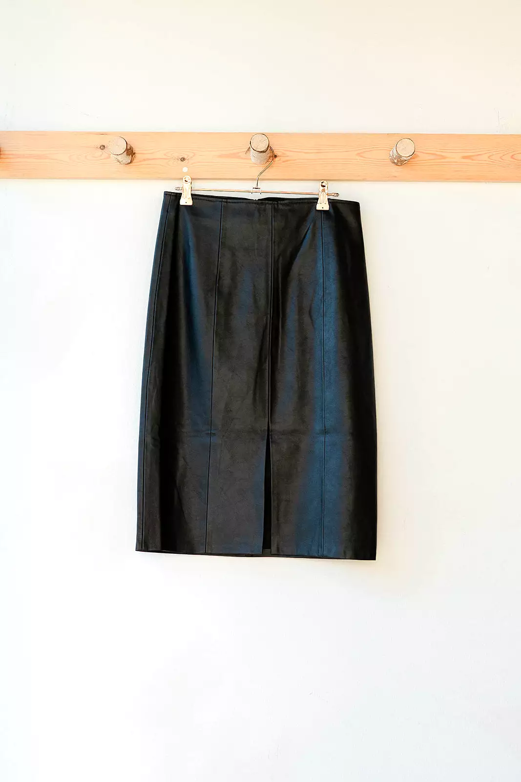 black leather pencil skirt