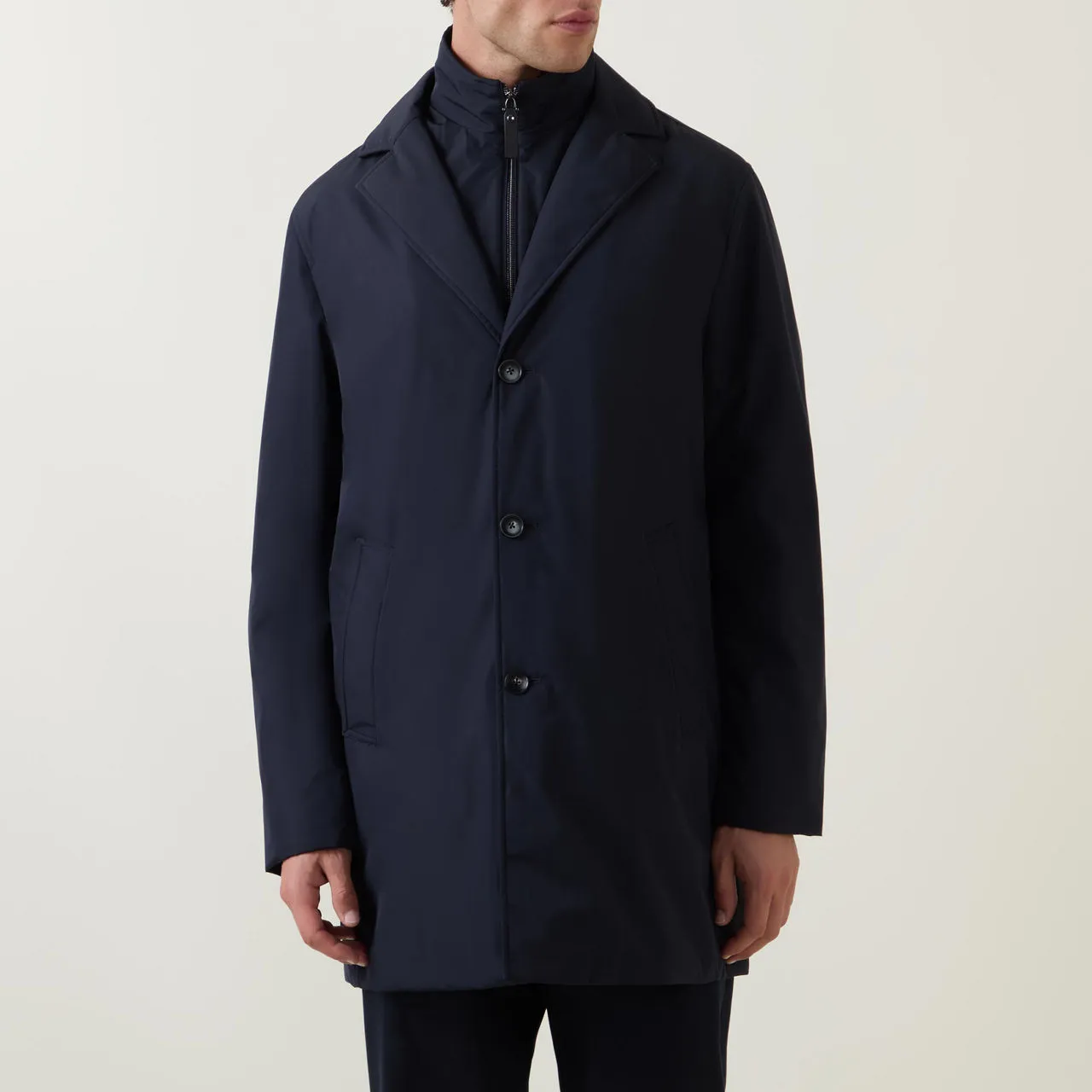 CANALI Removable-Insert Single-Breasted Rain Jacket - Navy