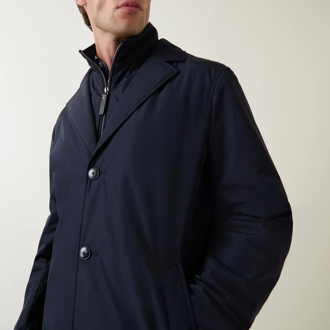 CANALI Removable-Insert Single-Breasted Rain Jacket - Navy