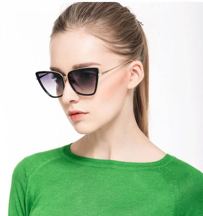 Cat Eye Black Mirror Vintage Sunglasses