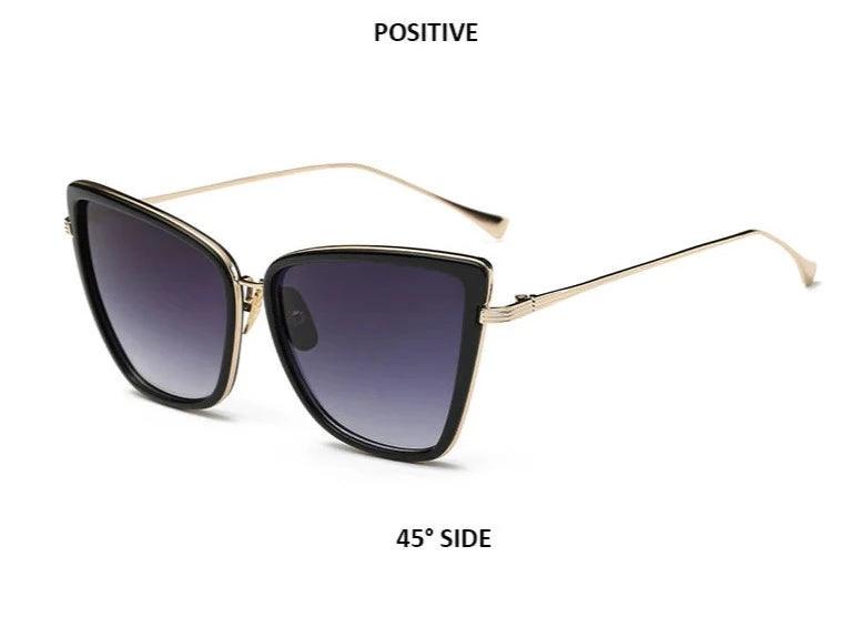 Cat Eye Black Mirror Vintage Sunglasses