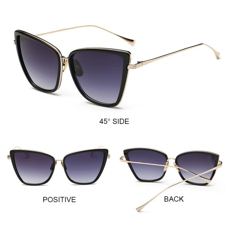 Cat Eye Black Mirror Vintage Sunglasses