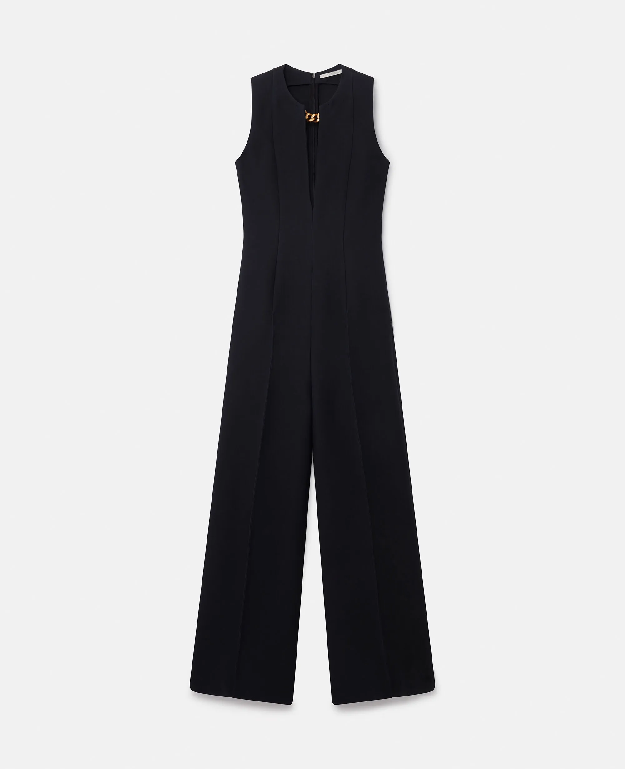 Chain-Embellished Open-Back Jumpsuit