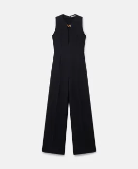 Chain-Embellished Open-Back Jumpsuit