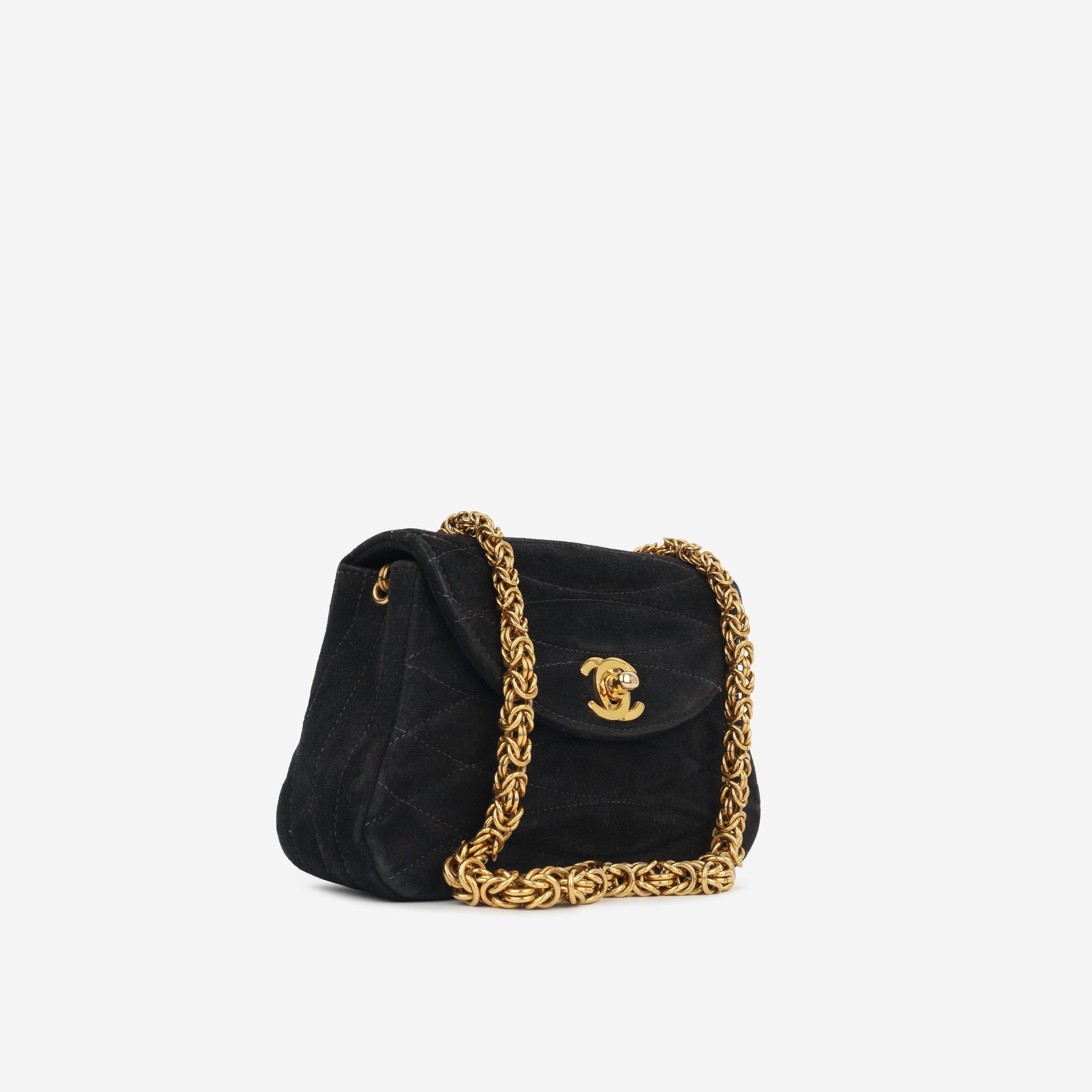 Chanel Vintage Micro Top Handle - Black Suede