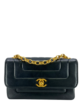 Chanel Vintage Quilted Vertical Stitch Lambskin Classic Mini Flap Bag