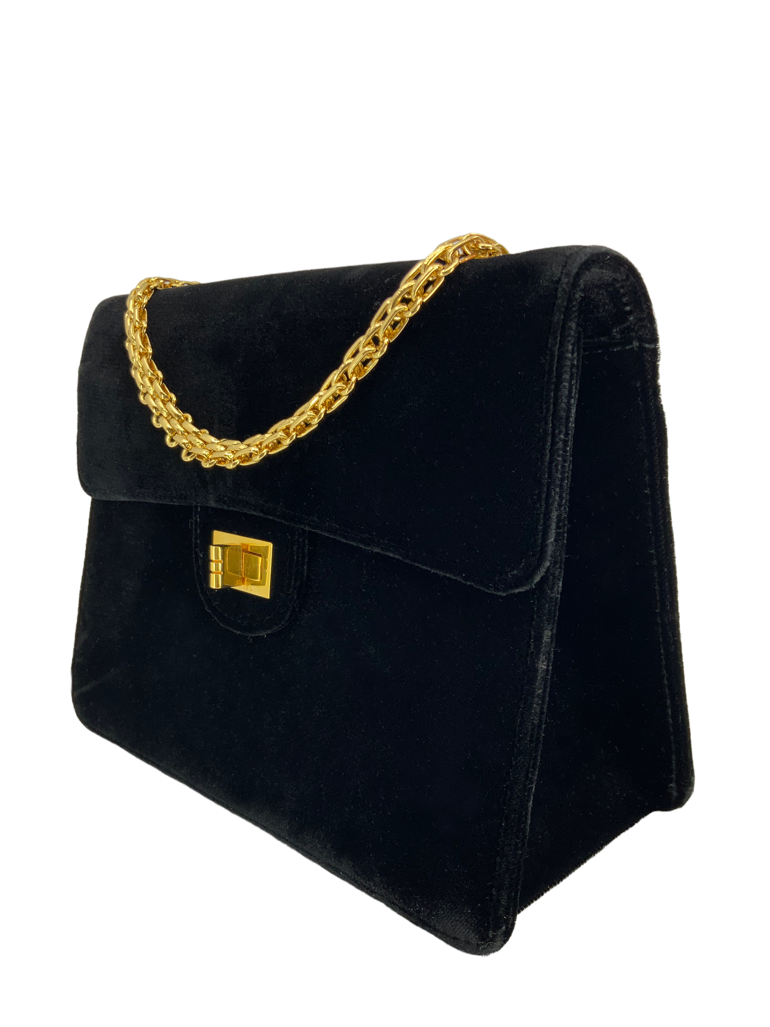 CHANEL Vintage Velvet Mademoiselle Classic Single Flap Bag