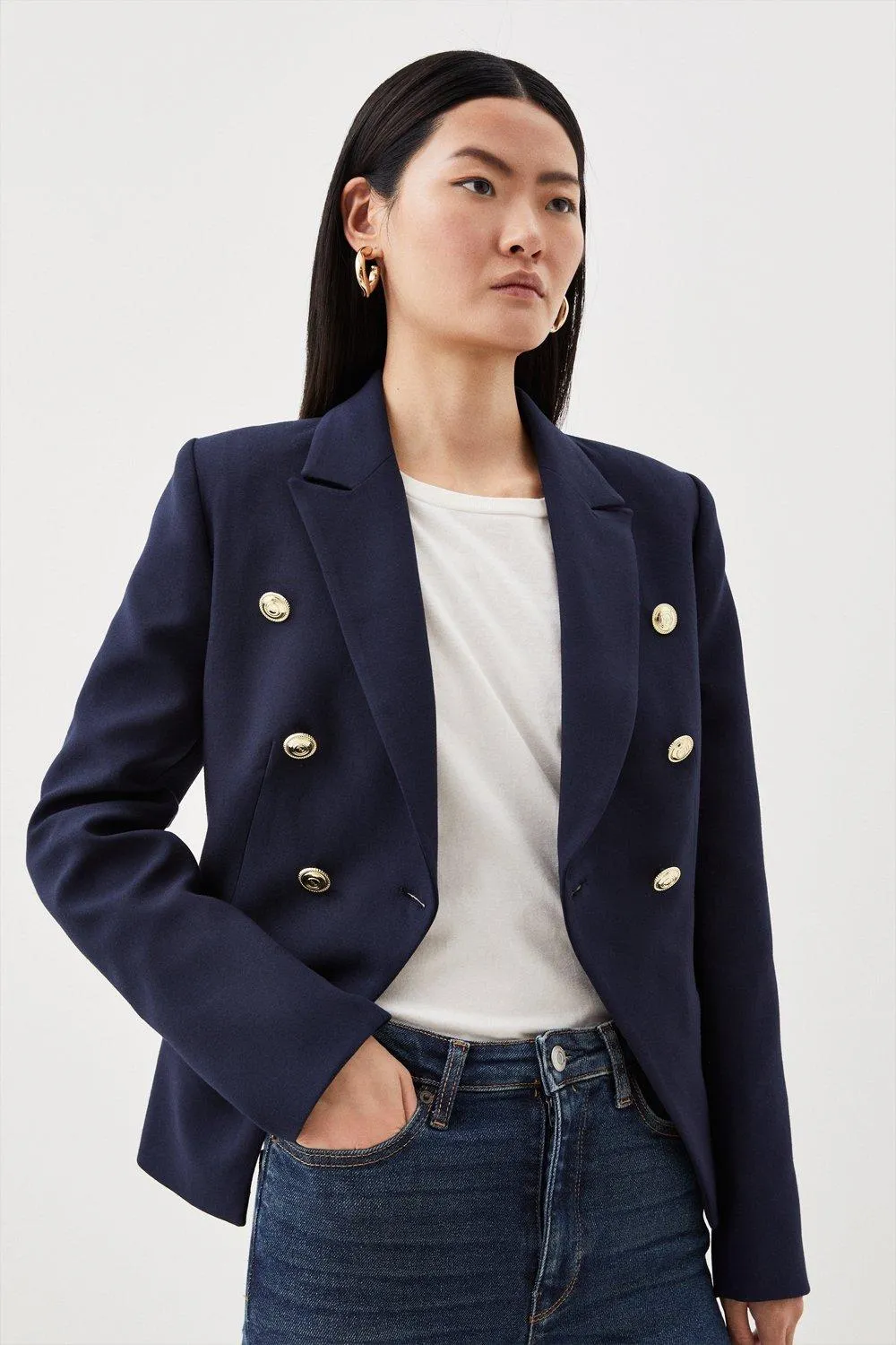 Compact Stretch Tailored Single Breasted Jacket | Karen Millen