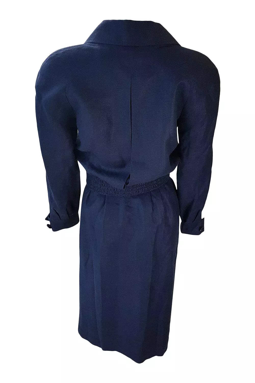 COURREGES Vintage Navy Blue Cropped Jacket Pencil Skirt Suit (US 00)