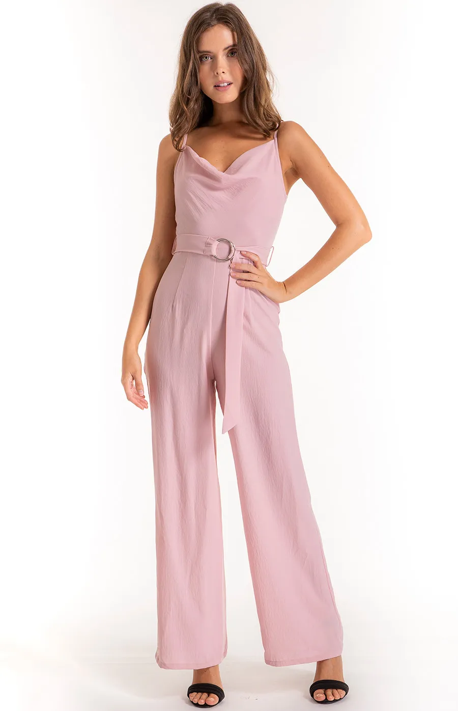 Cowl neck jumpsuit with Belt Detail (SJP337A)