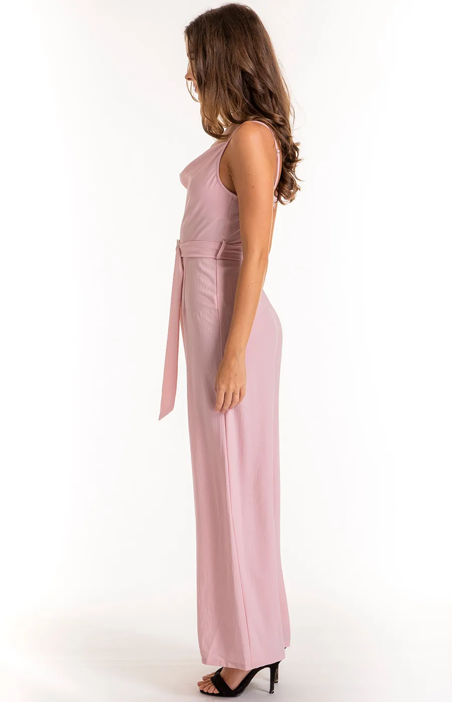 Cowl neck jumpsuit with Belt Detail (SJP337A)