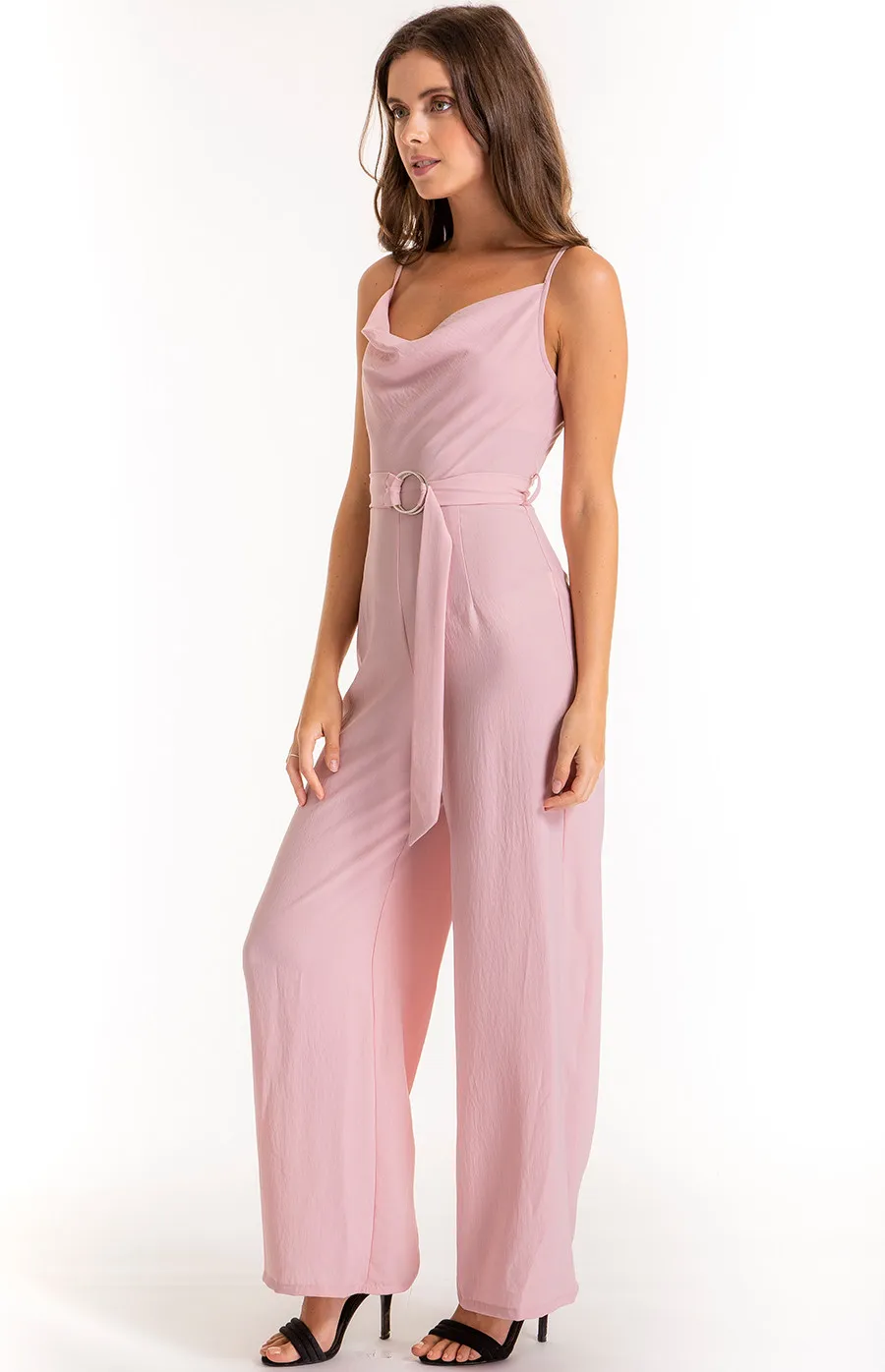 Cowl neck jumpsuit with Belt Detail (SJP337A)