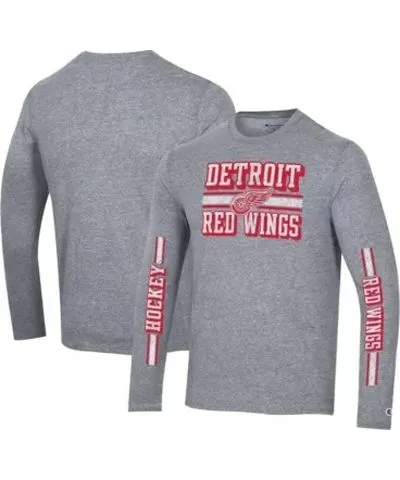 Cutter & Buck Men's NHL Detroit Wings Tri-Blend Dual-Stripe Long Sleeve T-Shirt