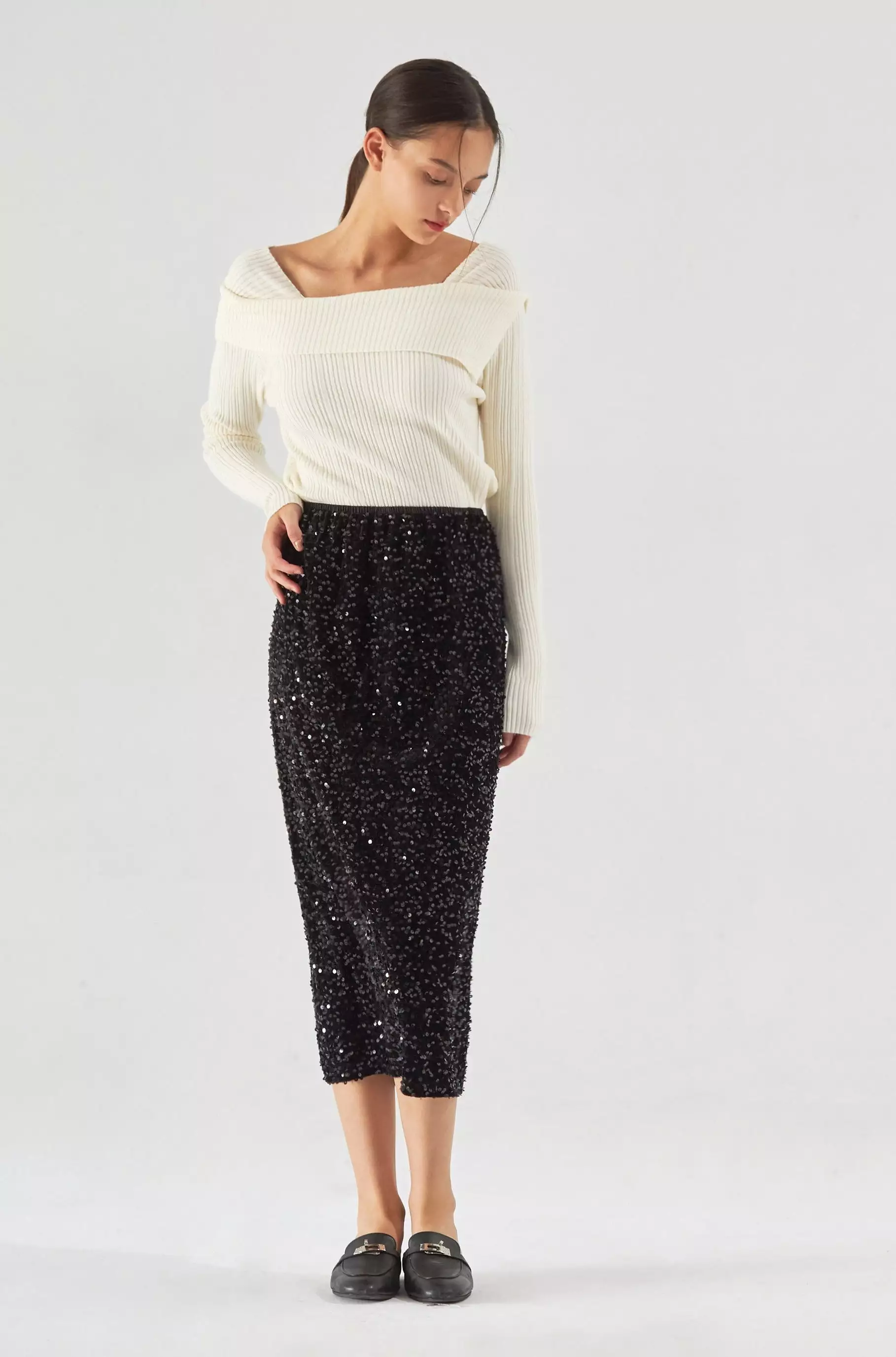 Disco ball sequin pencil skirt