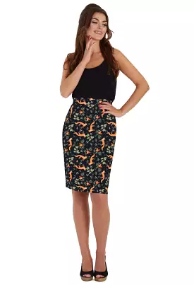 Dolly And Dotty 1950's Inspire Fox Print Pencil Skirt