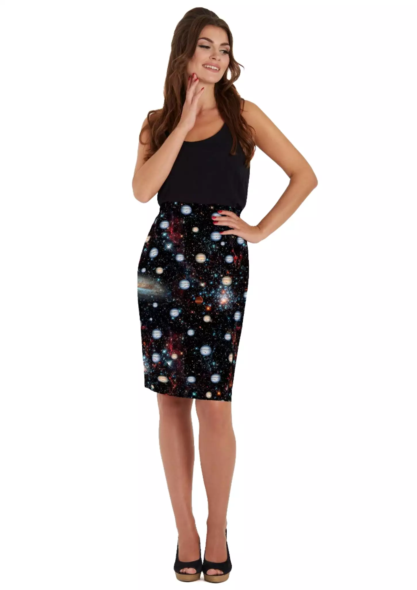 Dolly And Dotty 1950's Inspired Galaxy Print Pencil Skirt