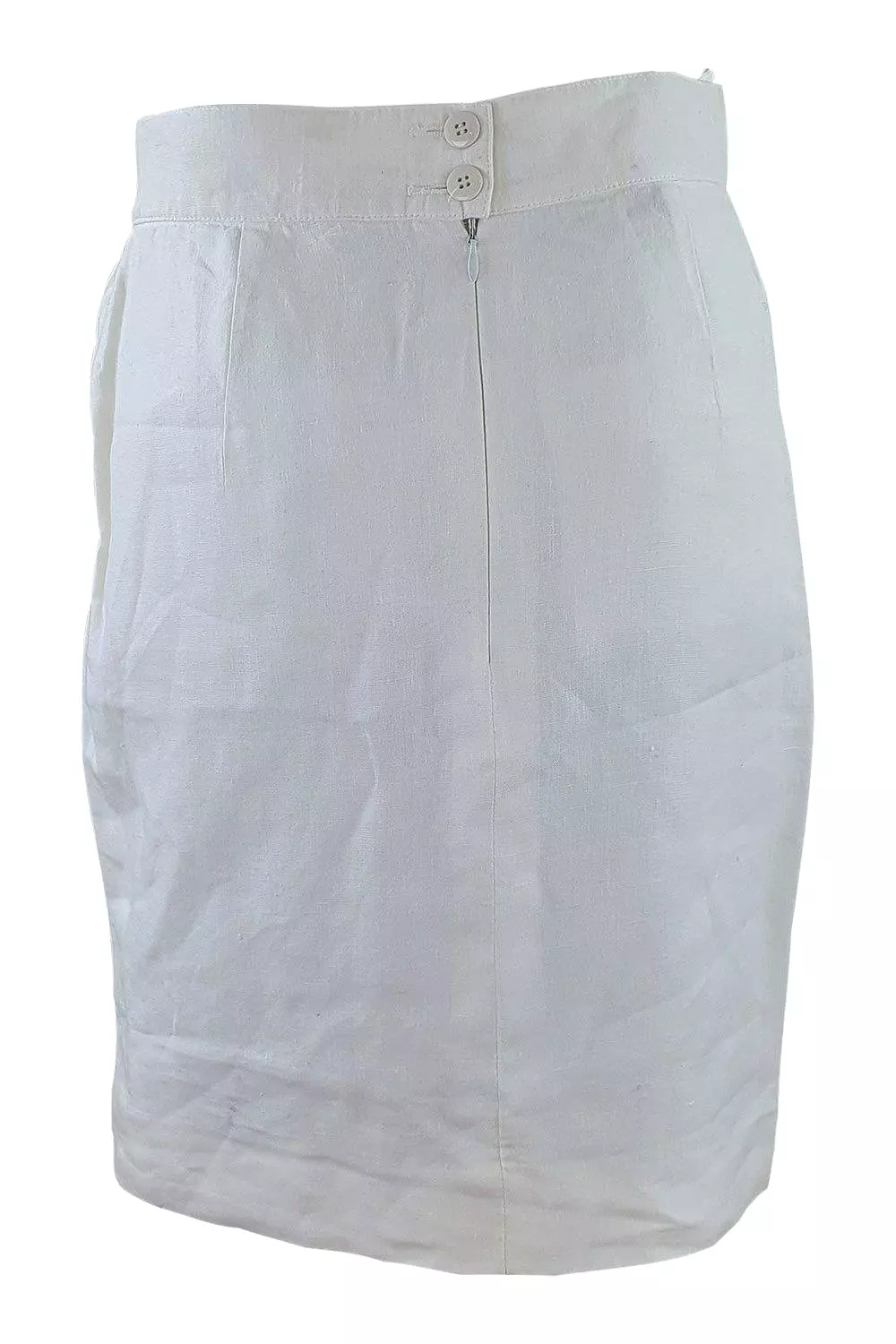 ESCADA Vintage White Linen Mini Pencil Skirt (38)