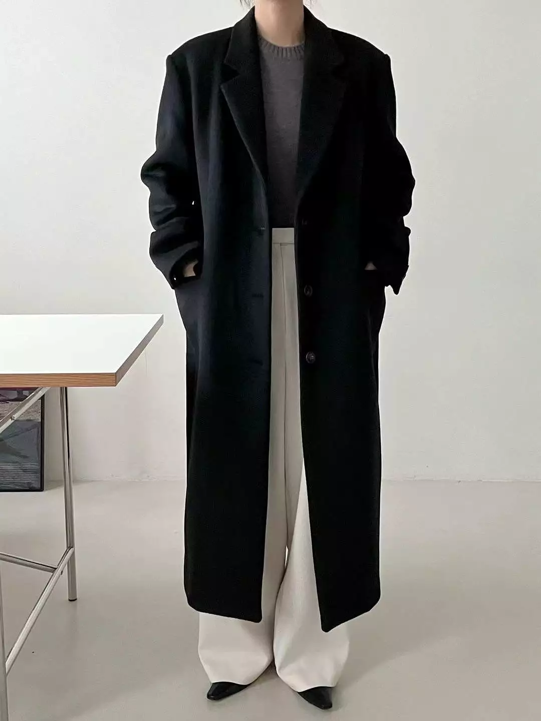 Esme Black Single Breasted Wool Coat