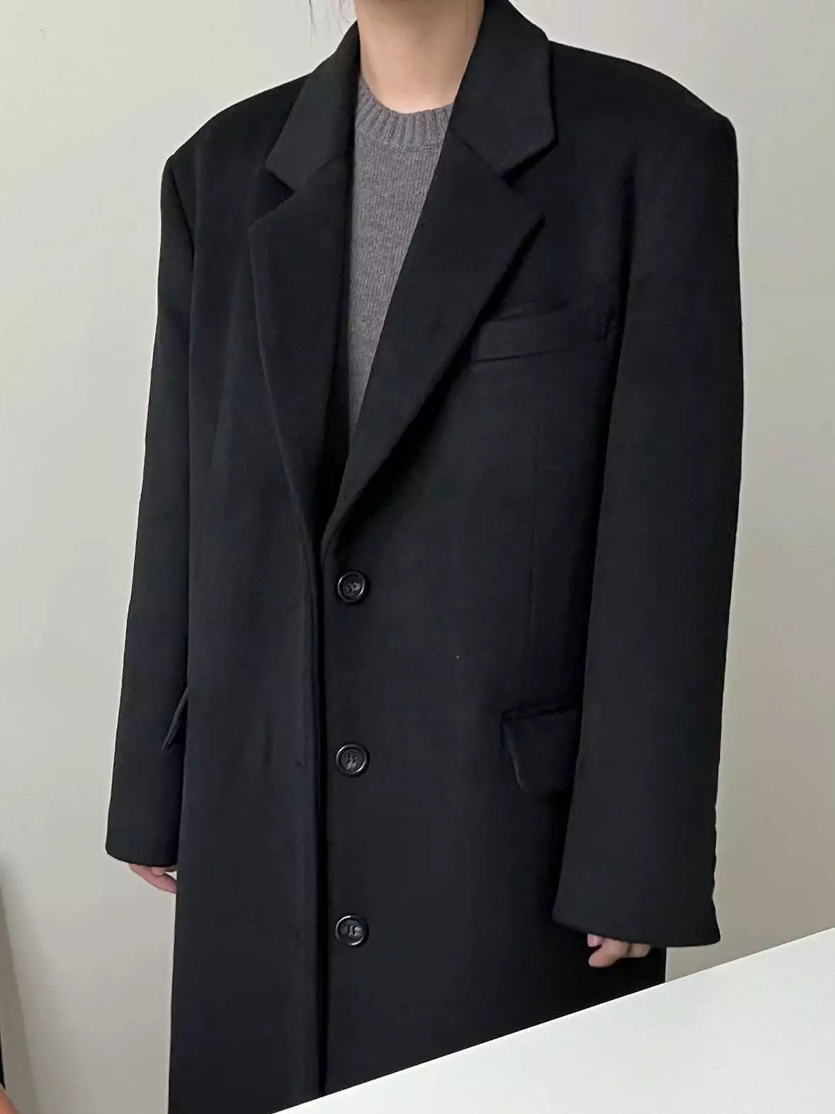 Esme Black Single Breasted Wool Coat