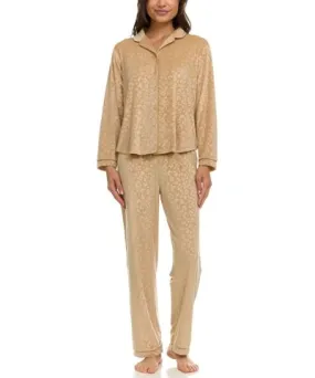 Flora by Flora Nikrooz Women's Addie Printed Velour Long Sleeve Pajama Set