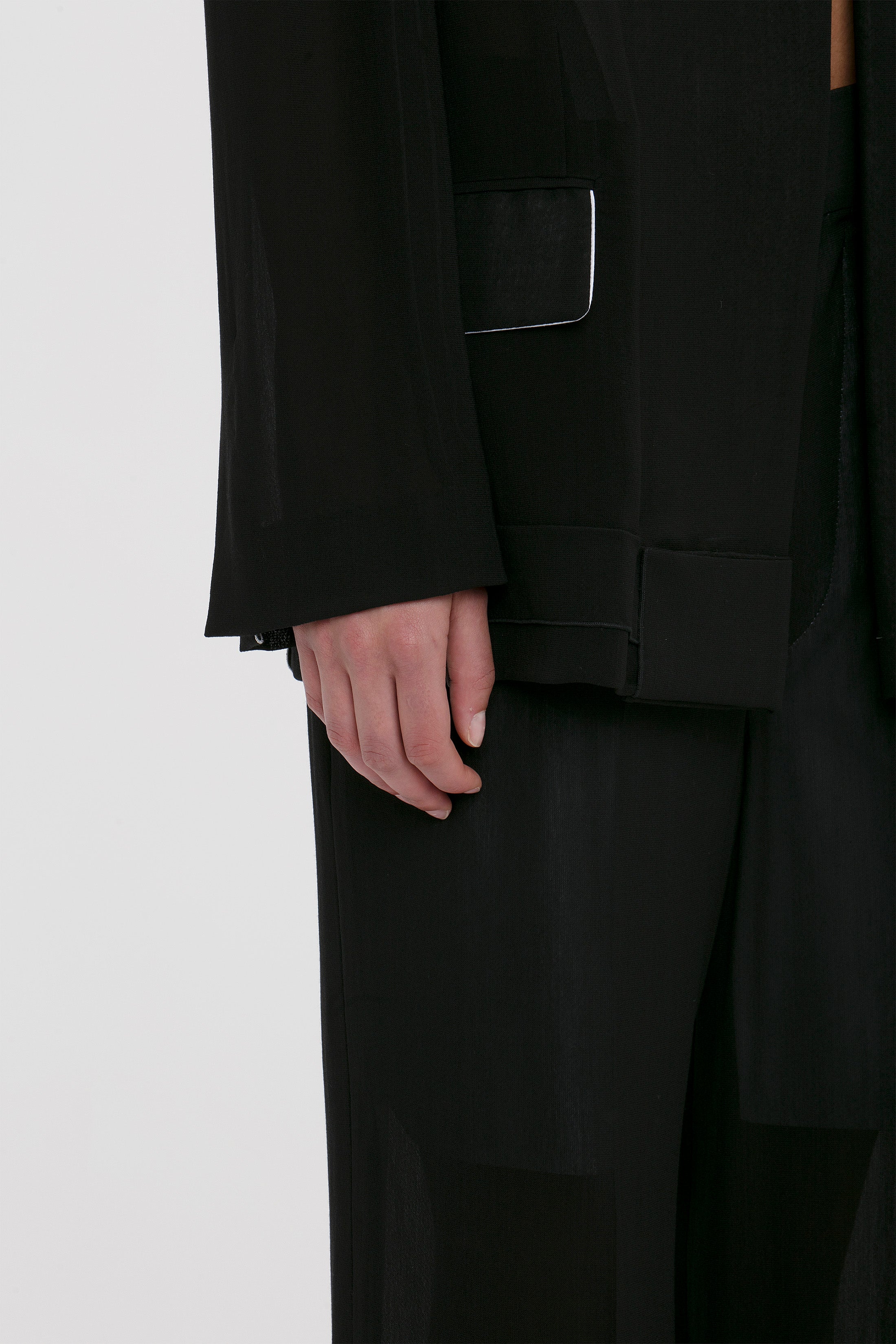 Fold Detail Tailored Jacket In Black