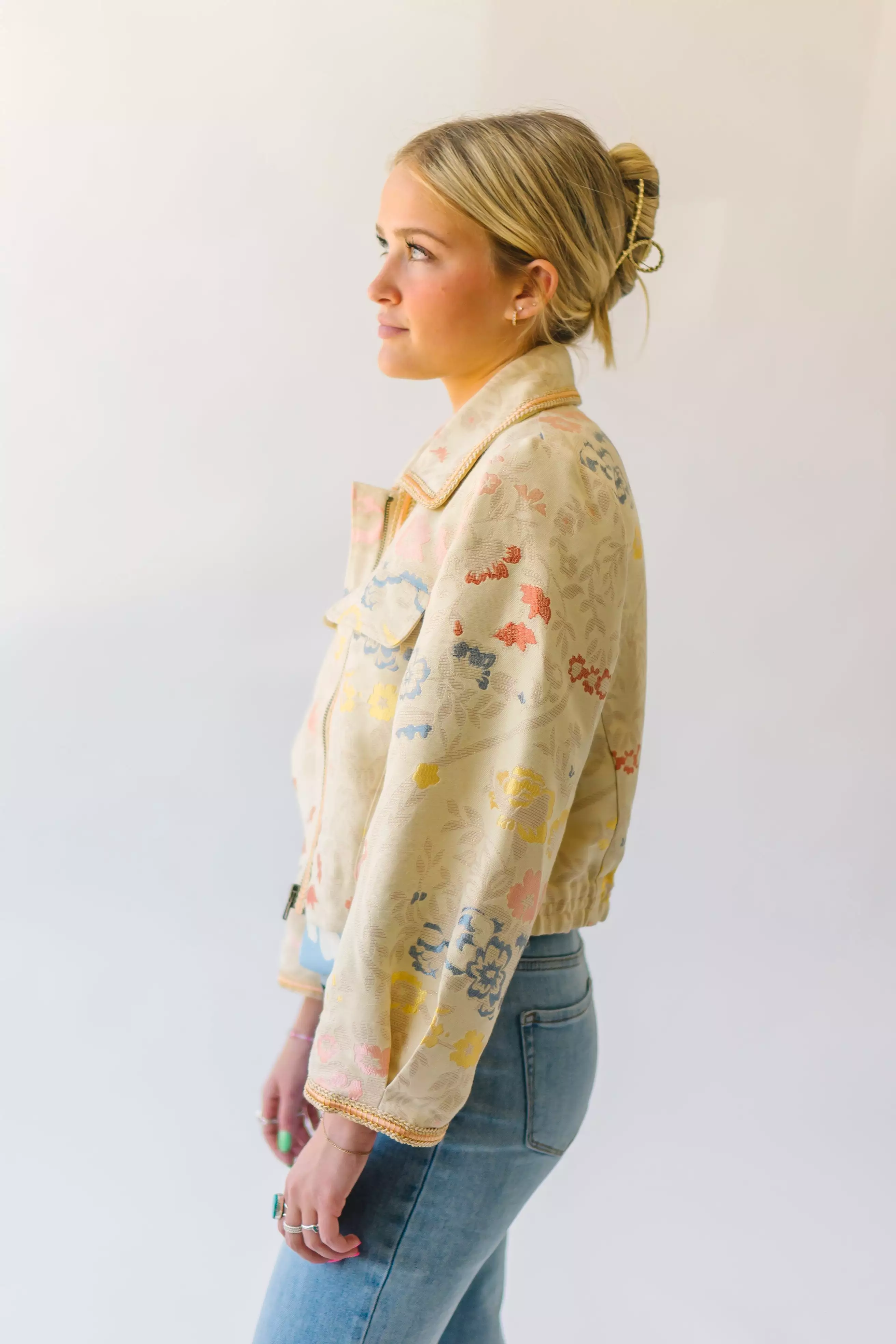 Free People: Margot Jacket in Golden Wheat Combo