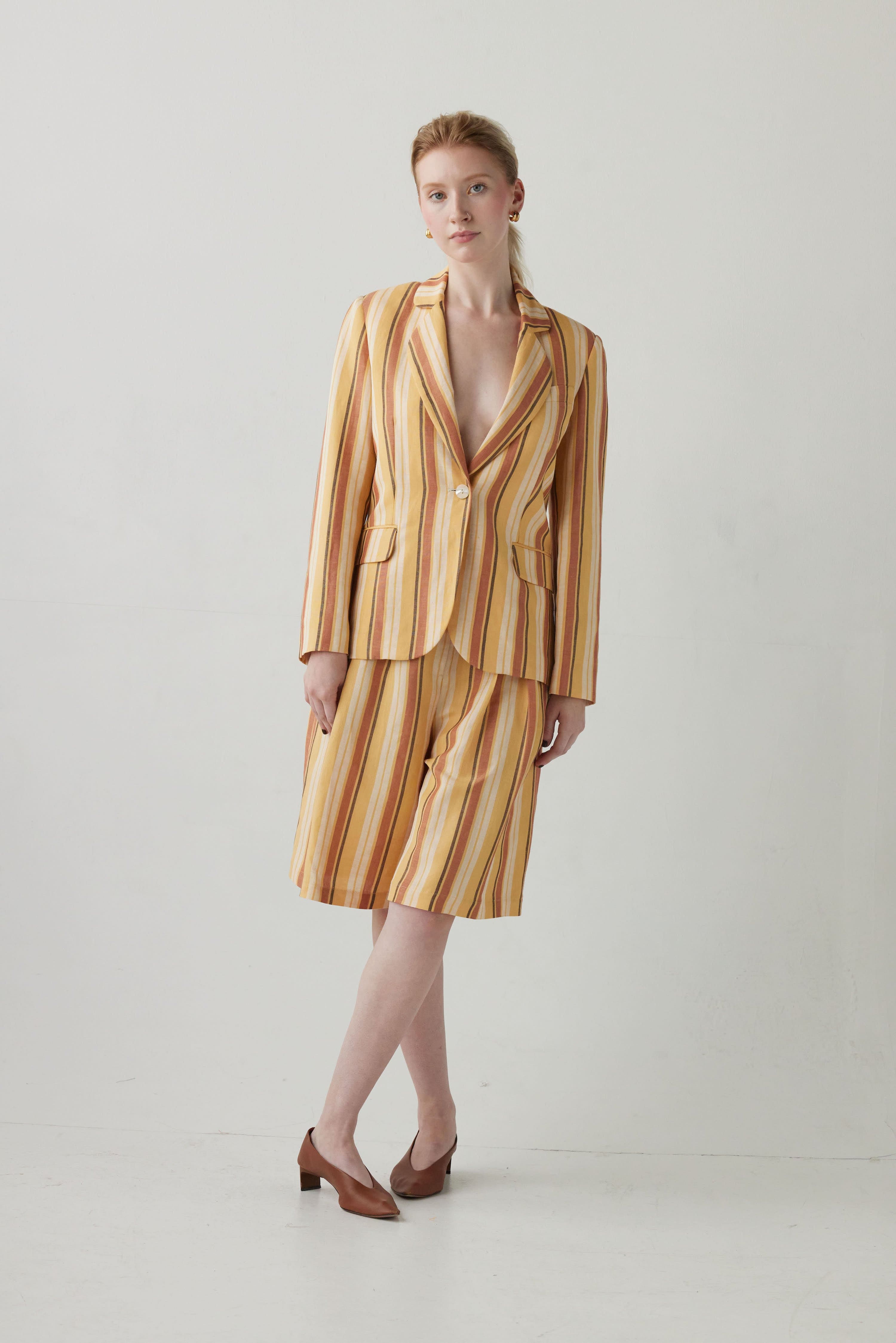 Gatsby Jacket in Linen Stripe