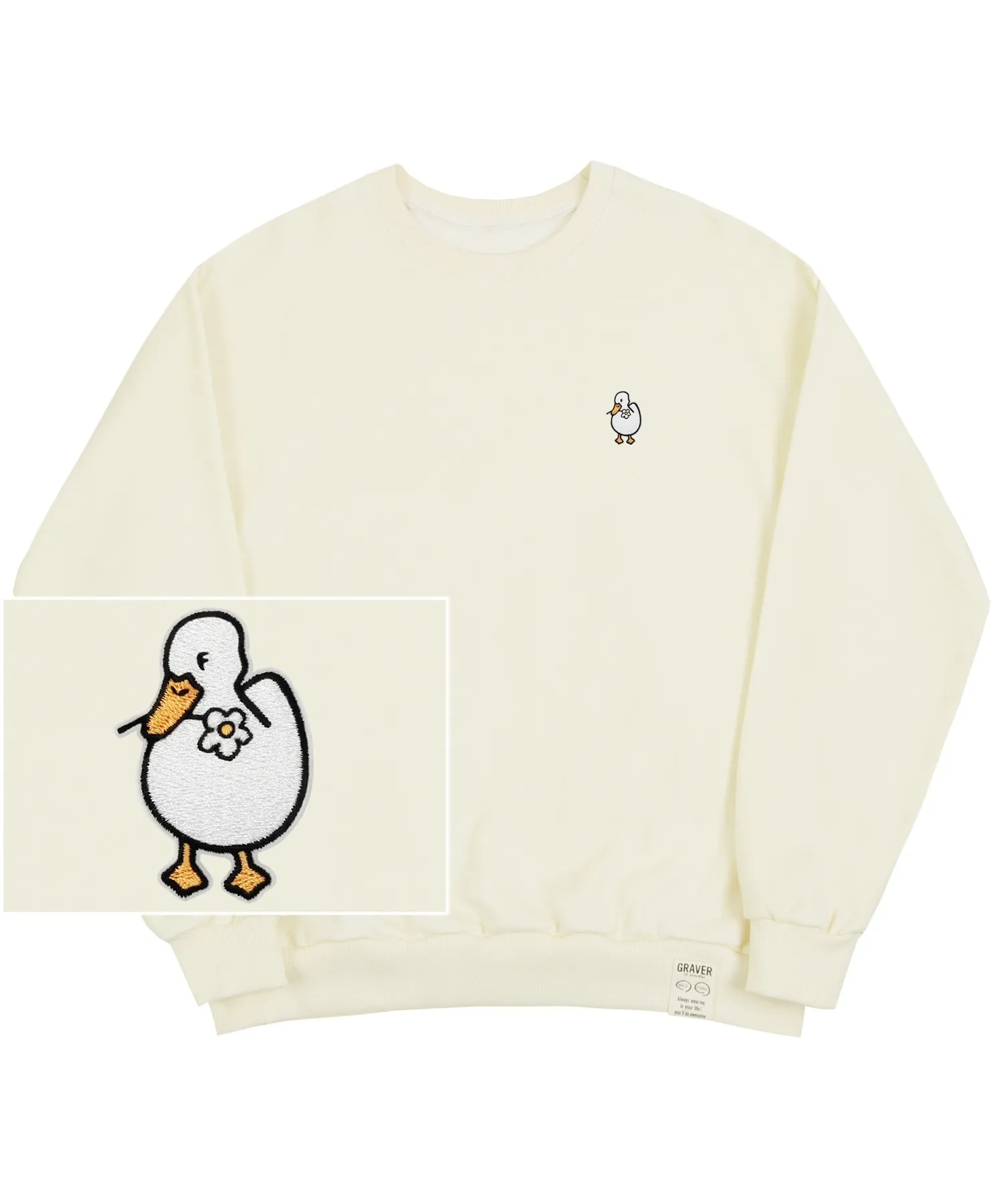 GRAVER  |[GRAVER]★DUCK FLOWER EMBROIDERY SMILE SWEATSHIRT