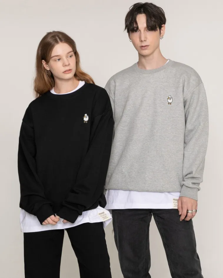 GRAVER  |[GRAVER]★DUCK FLOWER EMBROIDERY SMILE SWEATSHIRT