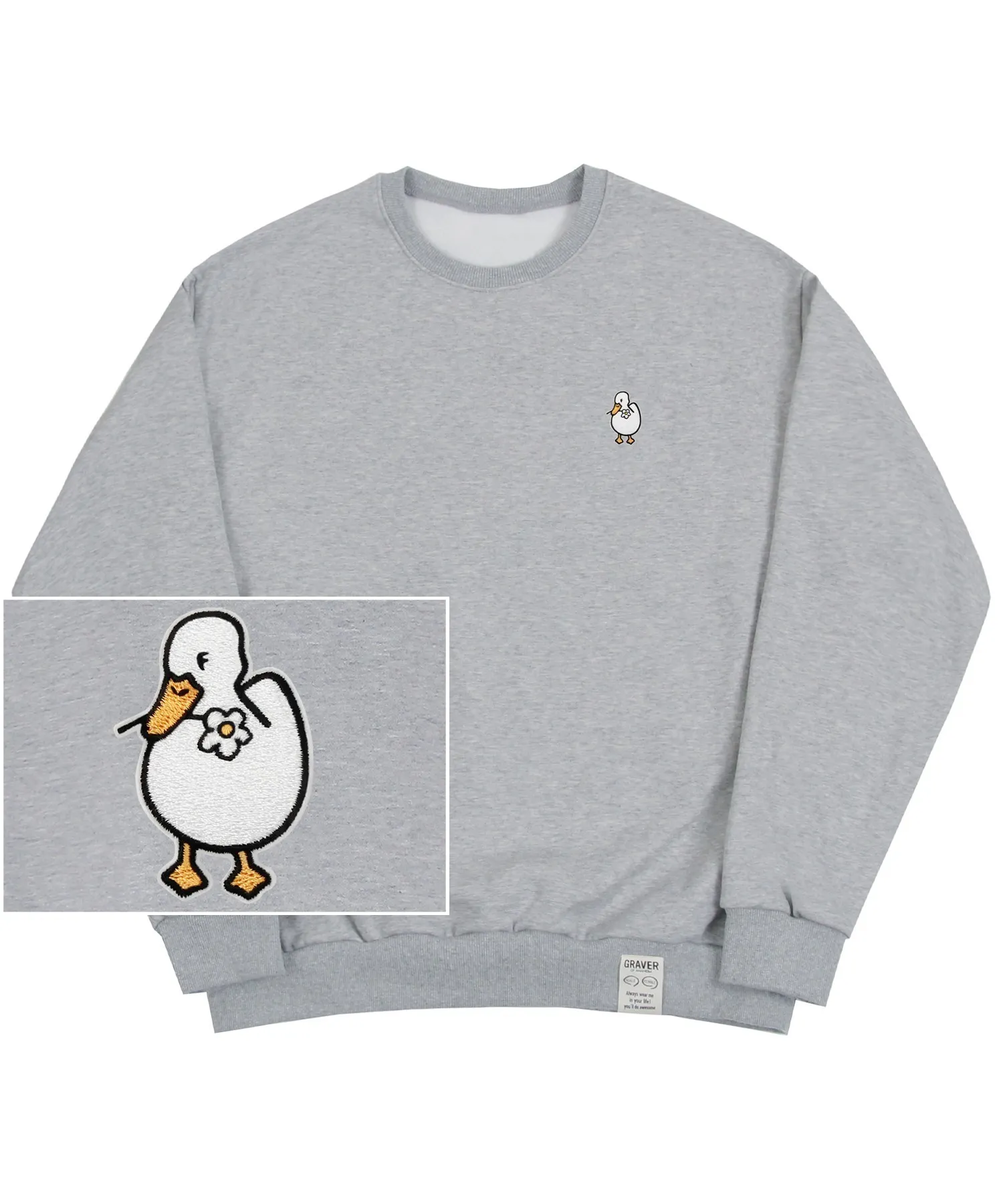 GRAVER  |[GRAVER]★DUCK FLOWER EMBROIDERY SMILE SWEATSHIRT