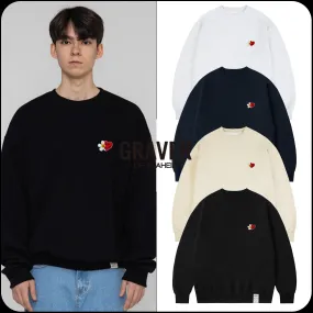 GRAVER  |[GRAVER]★FLOWER HEART HALF SMILE EMBROIDERY SWEATSHIRT