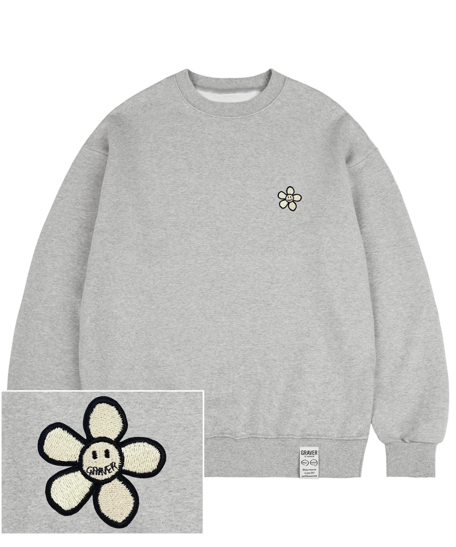 GRAVER  |[GRAVER]★LINE FLOWER DOT EMBROIDERY SWEATSHIRT