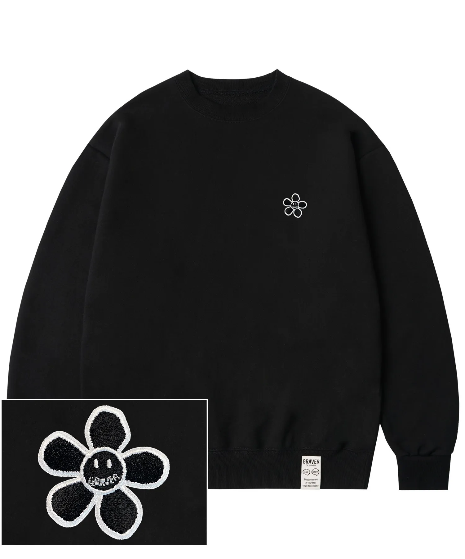 GRAVER  |[GRAVER]★LINE FLOWER DOT EMBROIDERY SWEATSHIRT