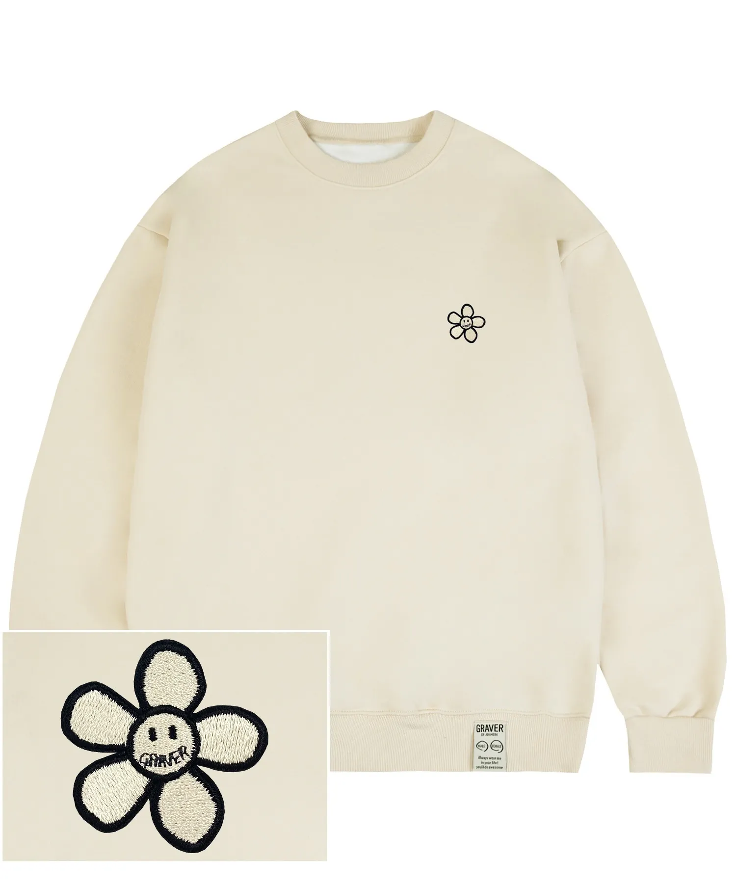 GRAVER  |[GRAVER]★LINE FLOWER DOT EMBROIDERY SWEATSHIRT