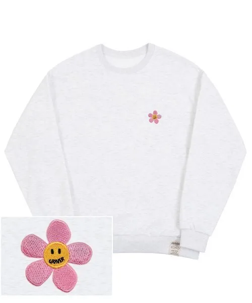 GRAVER  |[GRAVER]★PINK FLOWER DOT EMBROIDERY SWEATSHIRT