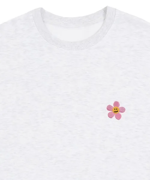 GRAVER  |[GRAVER]★PINK FLOWER DOT EMBROIDERY SWEATSHIRT