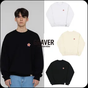 GRAVER  |[GRAVER]★PINK FLOWER DOT EMBROIDERY SWEATSHIRT