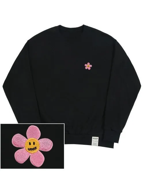 GRAVER  |[GRAVER]★PINK FLOWER DOT EMBROIDERY SWEATSHIRT